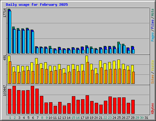 Daily usage for February 2025