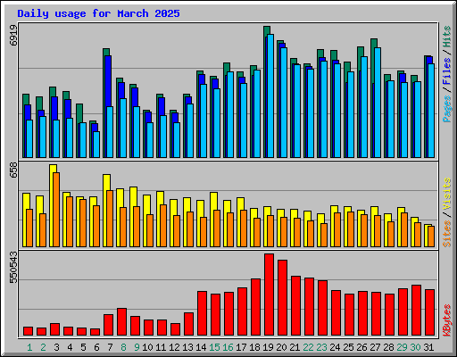 Daily usage for March 2025
