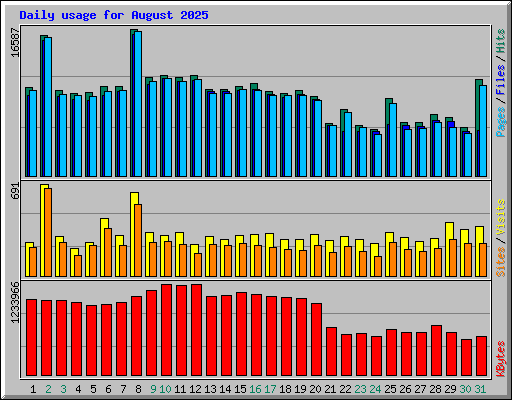Daily usage for August 2025